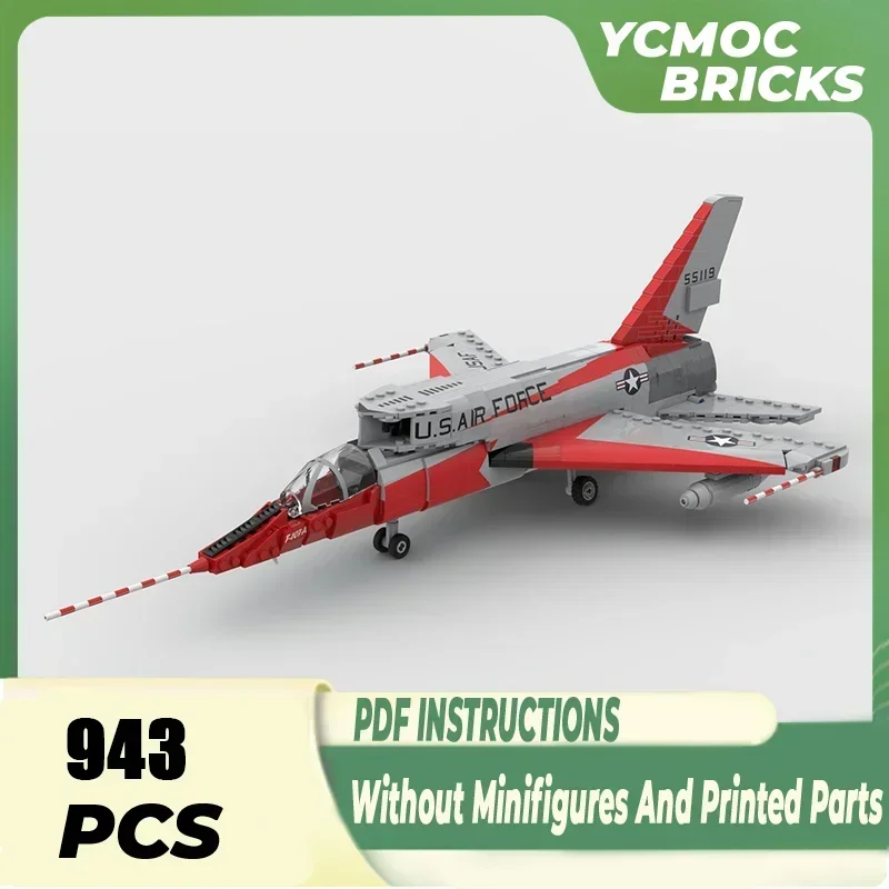 Military Model Moc Building Bricks 1:35 Scale F-107 Ultra Sabre Fighter Technology Blocks Gifts Christmas Toys DIY Sets Assembly