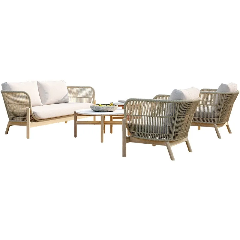 Outdoor rattan sofa combination, courtyard sun room leisure rattan chair