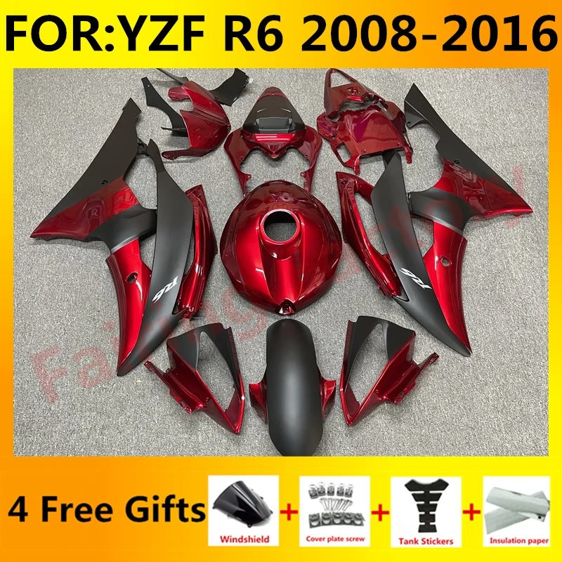 

Полный комплект обтекателей для мотоцикла, подходит для YZF R6 YFZ-R6 2008 2009 2010 2011 2012 2013 2014 2015 2016 Обтекатели для кузова, черные, красные