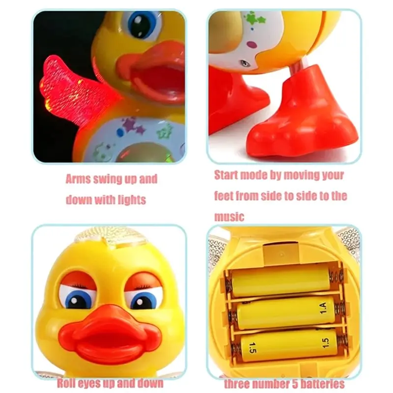 Educational Gift Electric Dancing Duck Interactive Musical Animal With Flashing Lights No Battery For Kids