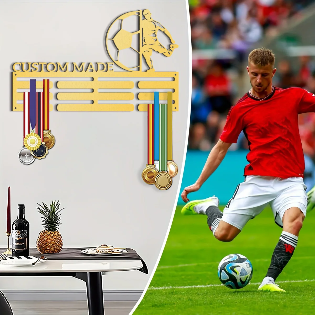 Custom Name Medal Hanging Decor & Trophy Stand - Medal Display Stand with Multiple Sizes, Ribbon-Attached Medal Hanging Display