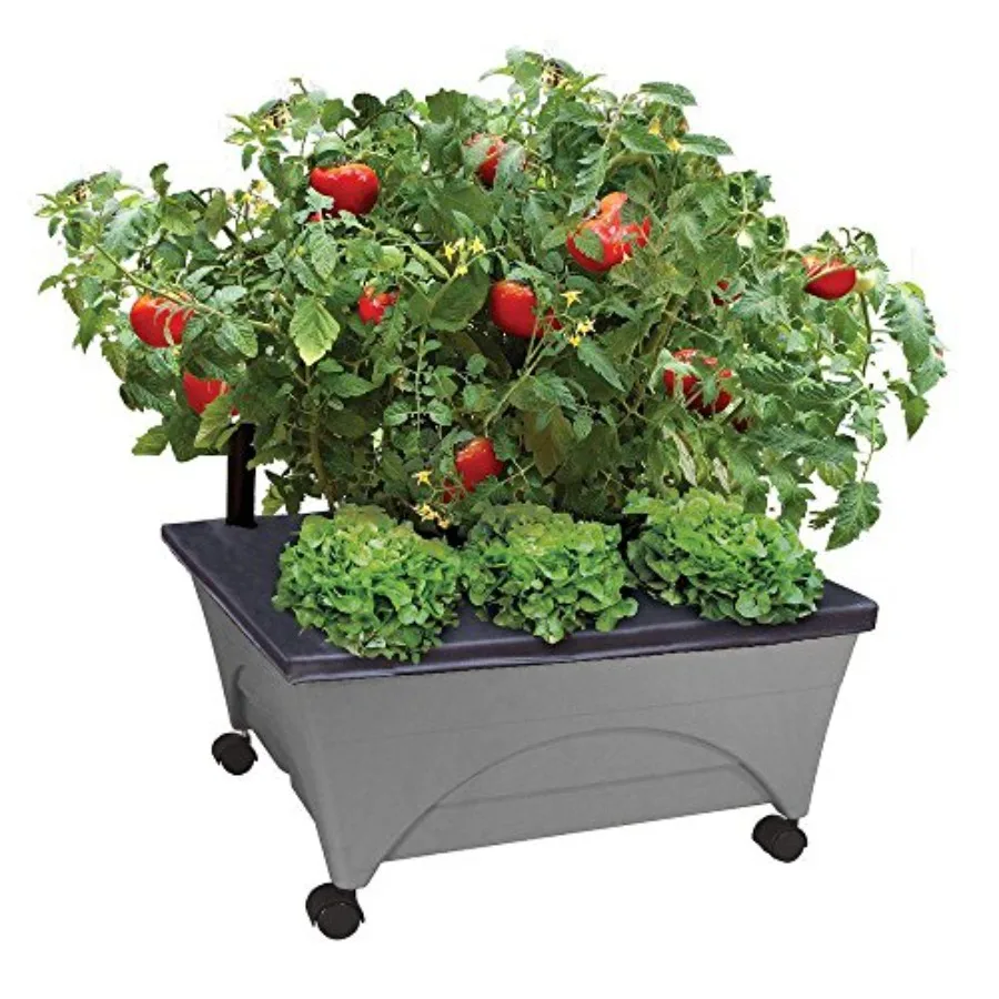 

Мобильная установка для выращивания растений City Picker Raised Bed Grow Box с автополивом, улучшенной аэрацией и колесиками, цвет сланец