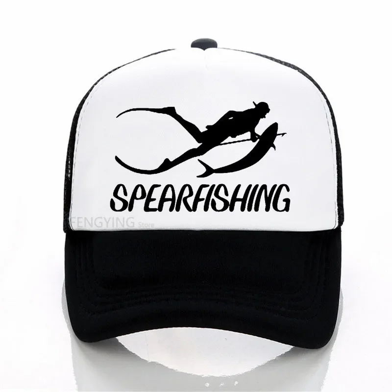 

Fashion Spearfishing Print baseball cap Casual Cotton hip-hop mesh cap summer sports trucker hat