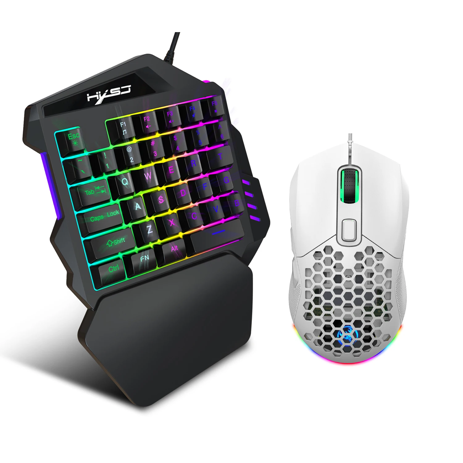 hxsj mini 35-key gaming one-handed keyboard and mouse set USB wired ergonomic mouse and keyboard game set for phone ipad