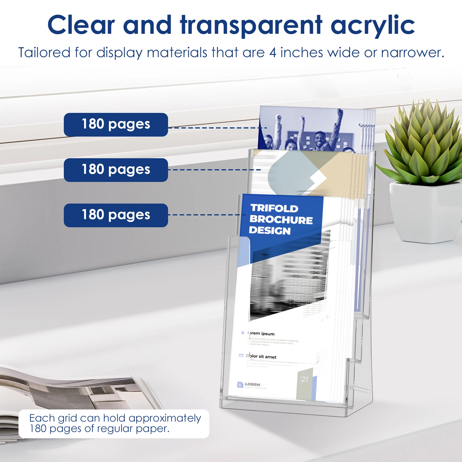 2 Pcs 3/5 Tiers Brochure Holder Clear Literature Display Stand Desk Flyer Pamphlet Storage Rack Office Card Note Holder view 5