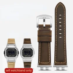 Genuine Leather Watch Strap for G-SHOCK Casio GMW-B5000 Small Silver Bar Men's Soft Comfortable Watchband Accessories 22mm