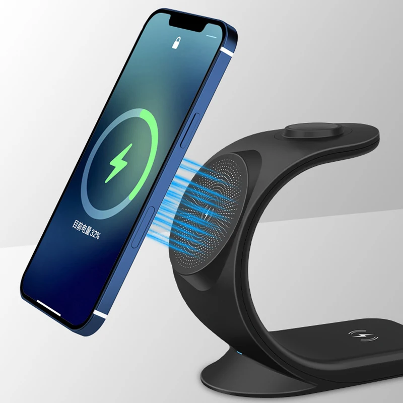 Magnetic 3 in 1 Wireless Charger for iPhone 12 13 14 Pro max 15W Induction Charge Station for Apple Watch Airpods Holder