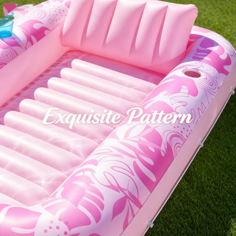 Pink Sun Pool Inflatable Tanning Pool Lounge Float for Adults Large Size Sun Tub Inflatable Water Bed Pool Rest Tub Summer Outdo