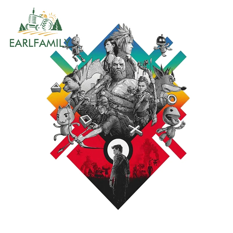 EARLFAMILY 13cm × 10cm FF7 Colorful Car Stickers Artistic Game Characters Graffiti Design Decals Nice Car Occlusion Scratch