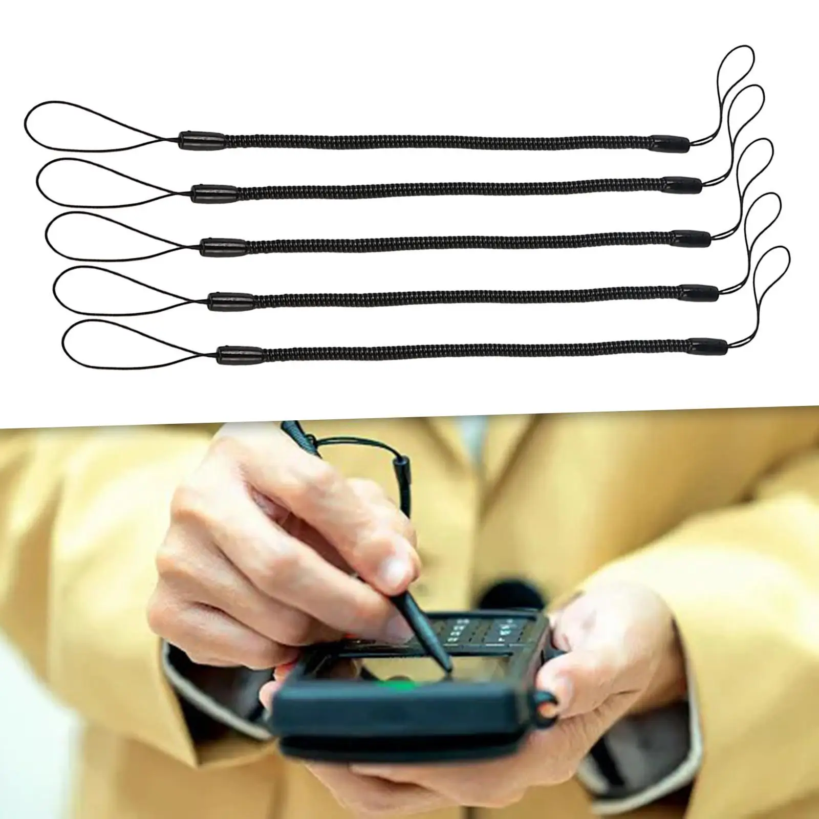 Spiral Stretch Spring Coil Strap Retractable Pen Lanyard Anti Lose Tether for Bank POS Machine Handwriting Stylus Pen Holder