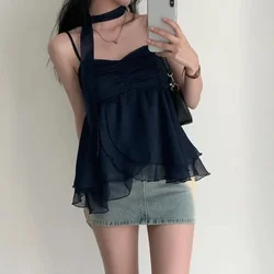 2000s Aesthetic Sleeveless Solid Tops Hot Girls Korean Fashion Sweet Tank Top Summer Casual Basic Pure Color Camis Woman Chic