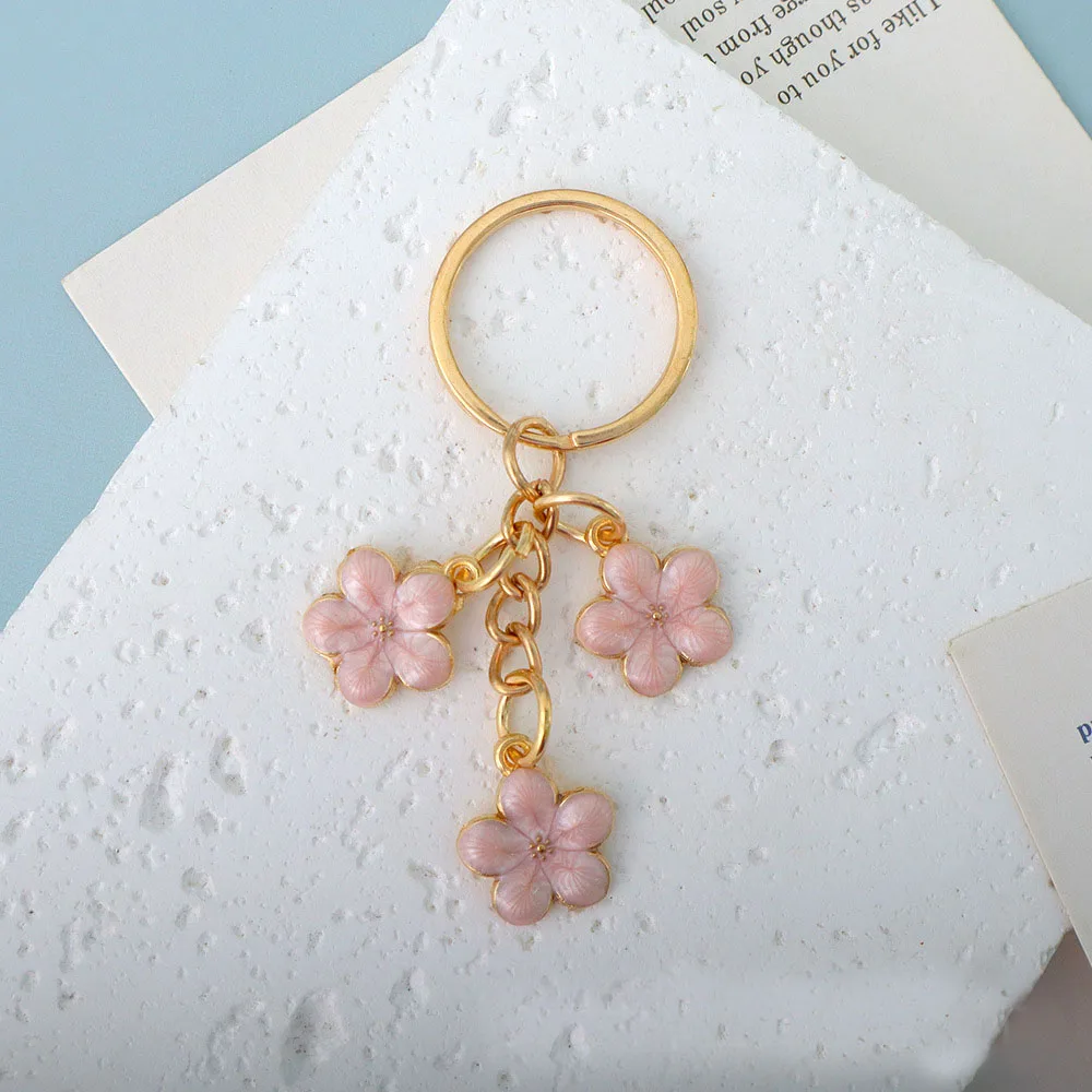 Cute Plant Keychain Sakura Flower Key Ring Enamel Key Chains For Women Girls Handbag Accessorie Car Keys DIY Sweet Jewelry Gifts image 3
