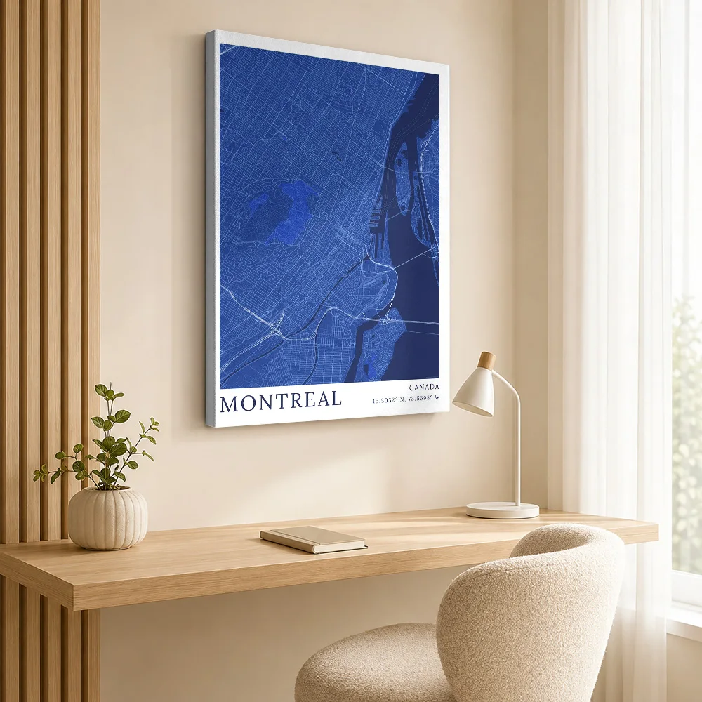 Montreal City Map Canvas Painting Poster Personalized Travel Landscape Canvas Wall Art for Bedroom Hallway Decor Ready to Hang