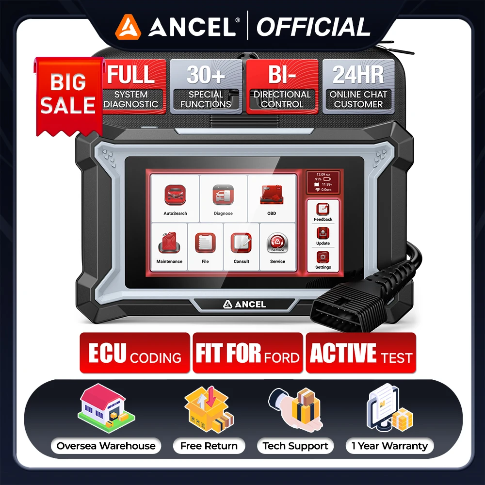 

ANCEL DS160 All System Bidirectional OBD2 Scanner Oil/Brake/BMS/SAS 30 Reset Automotive Diagnostic Tool for Ford Lincoln Mercury