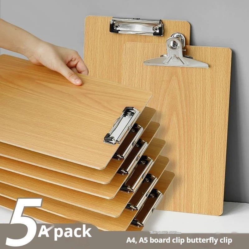 

5pcs A4 Wooden Board Clipboard Hotel Menu Board Hotel Paper Folder Office Supplies Multifuncional Clipboard Folder