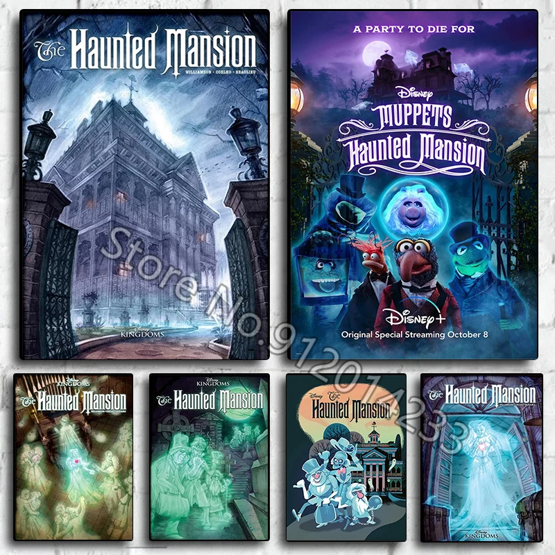 Disney Kingdoms Haunted Mansion Poster Disneyland Park Terror Theme Canvas Painting Wall Art Pictures Home Decor Living Room