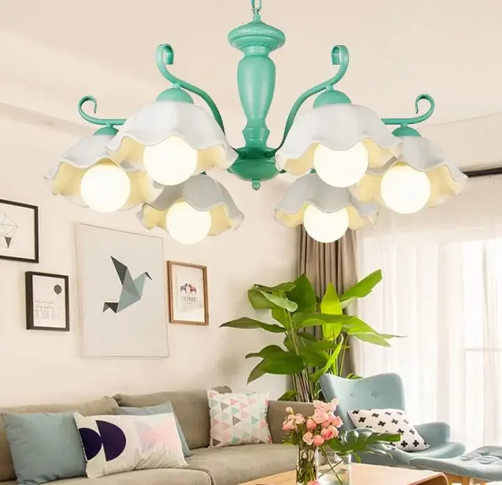 

Nordic simple modern living room chandelier creative makaron ceramic dining room chandelier children's room bedroom lamps