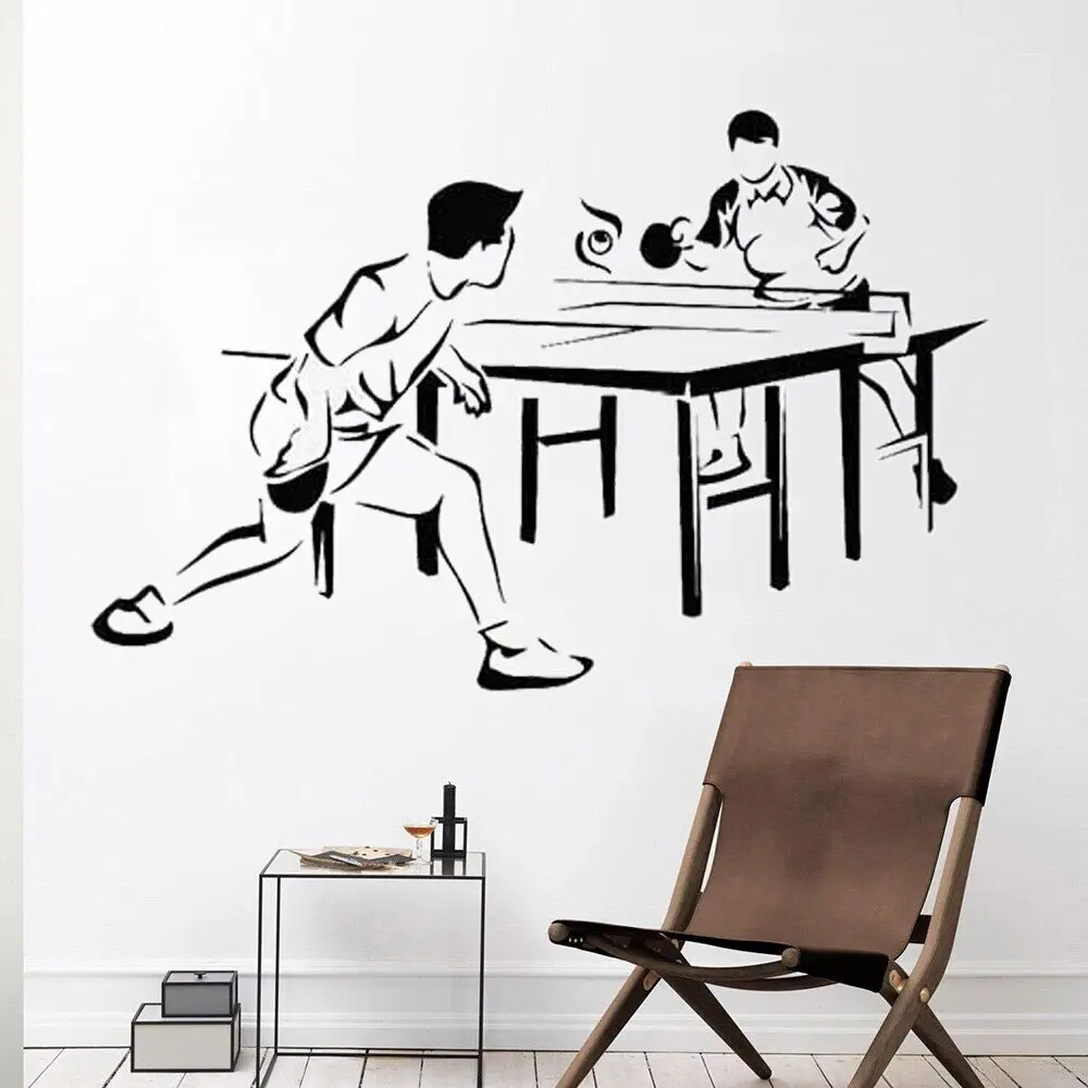 Table Tennis Wall Decals Ball Game Sports Competition Players Vinyl Window Stickers Teen Bedroom Stadium Interior Decor DW5857