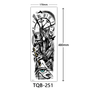 كبير كامل الذراع كم الوشم المؤقت، ملصق للماء، أنوبيس القديمة، مصر، اليونان، عين زيوس، وهمية الجسم الفن، الرجال والنساء أعلى 8 مبيعات مصرية للوشم - رقم 2