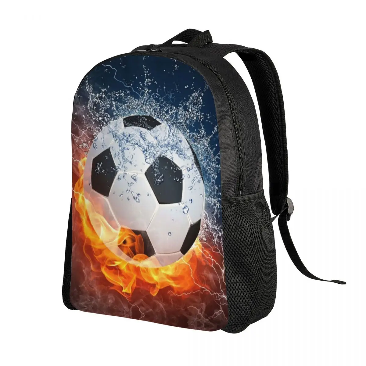 Custom Flaming Football   Soccer Backpacks Men Women Basic Bookbag for School College Flames Bags