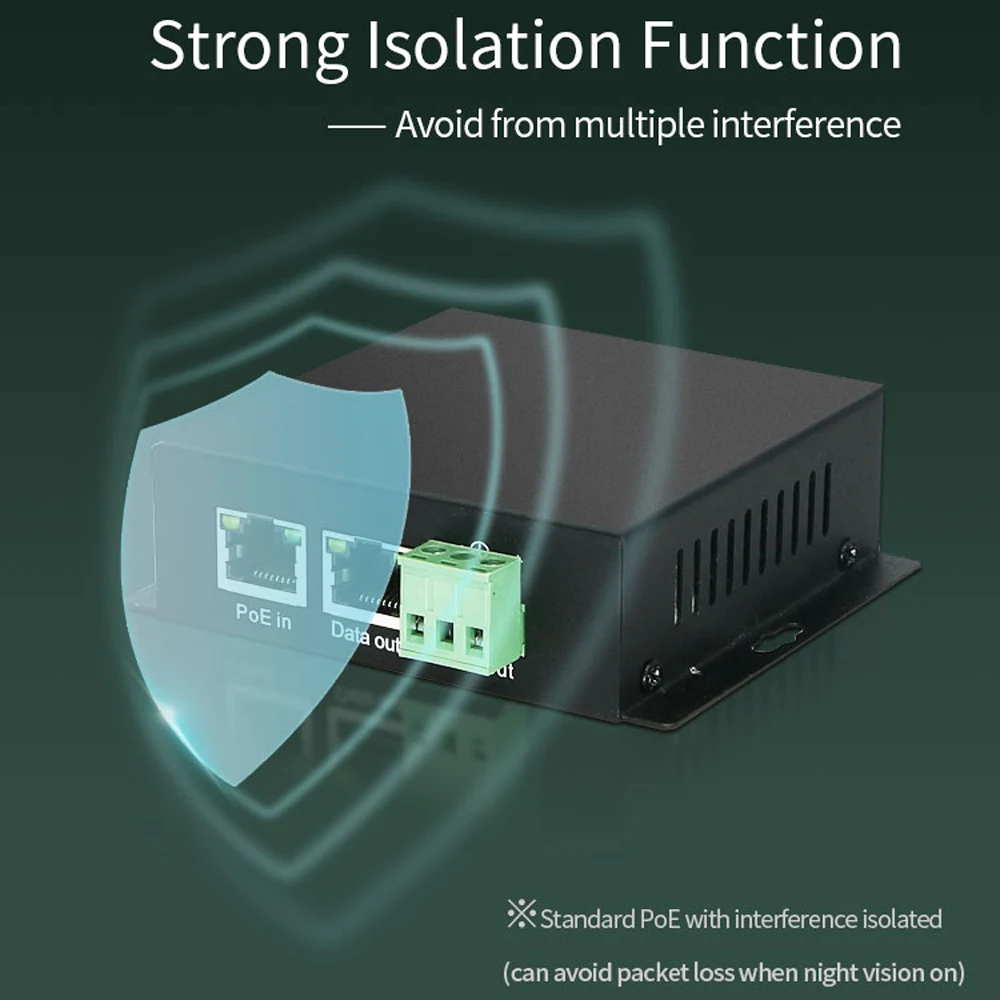 Hasivo 2.5G POE splitter,30/60/90W optinal,100/1000/2500M adaptive,voltage isolation,6KV surge protection