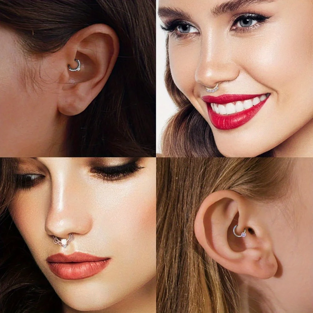 Diamday-Anneau Septum en Acier pour Femme, Générateur SION L, Bijoux Arc-en-ciel, Piercing Corporel, Opale Articulée, Septum ClUNICEF, 1Pc, 16G