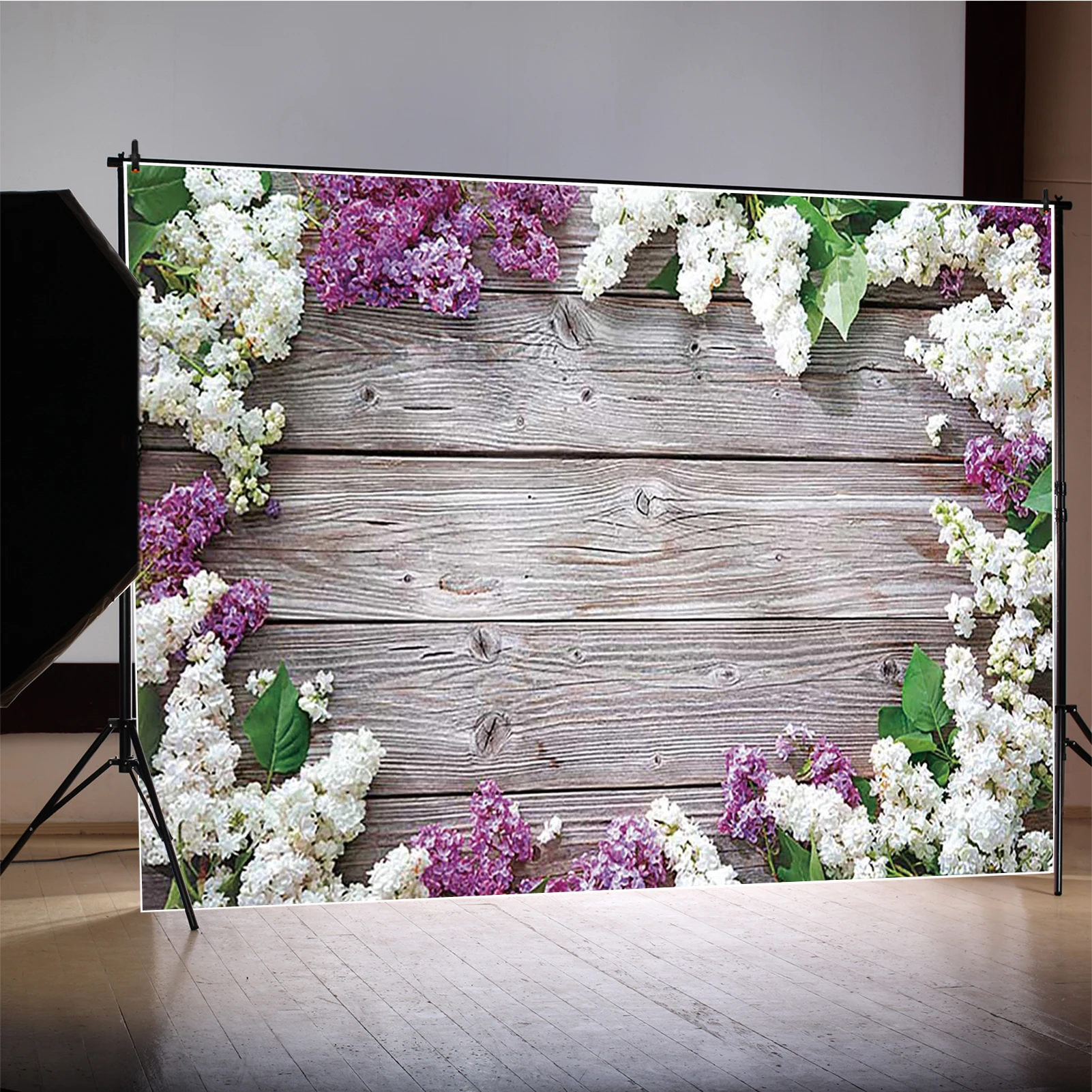 MOON.QG Rustic Wood Flower Backdrop Wooden Baby Newborn Floral Prop Birthday Photography Background Anniversary Wedding Bridal