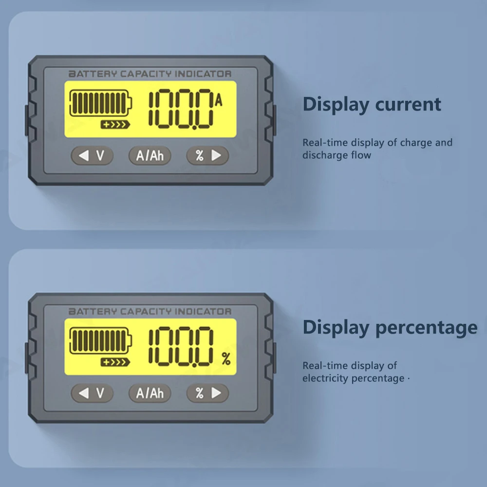 TY23 Battery Tester 8V- 120V 50A 100A Coulomb Counter Meter Capacity Indicator Li-ion Lifepo4 Detector Coulometer Voltmeter