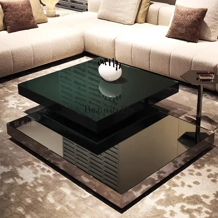 

yj5 *Italian light luxury living room square rotating creative coffee table