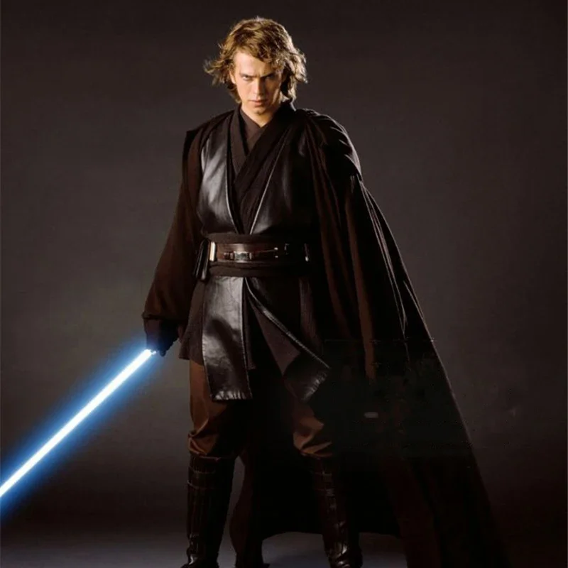 Anakin Jedi Knight Cosplay Costume pour hommes et femmes, Cape à capuche, Anime, Film classique, Barrage d'Halloween, Marron, New VAN, AA, 2025