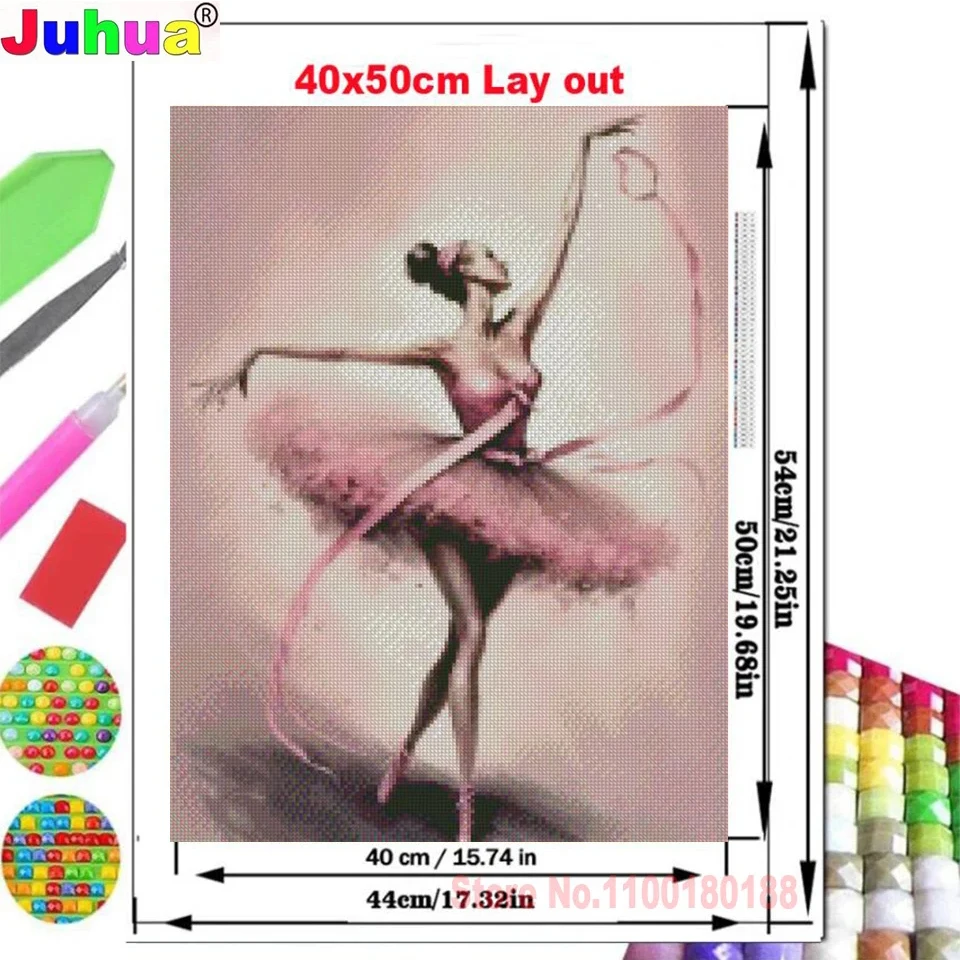 Kit di pittura diamante Ballerina colorata Baller Girl 5D ricamo mosaico diamante fai da te per immagini di danza decorazioni per la casa