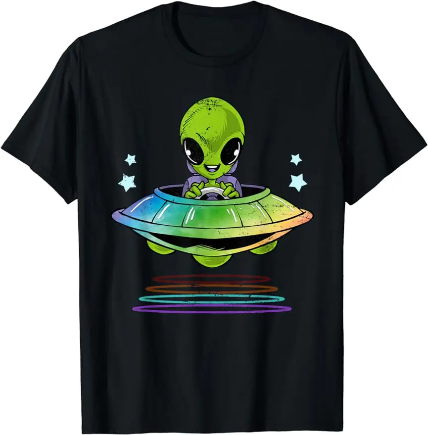 Alien Head Space Rave EDM Music Alien T-Shirt Funny Gift Tee Graphic Custom Printed Tops TShirts Cotton Men Clothing
