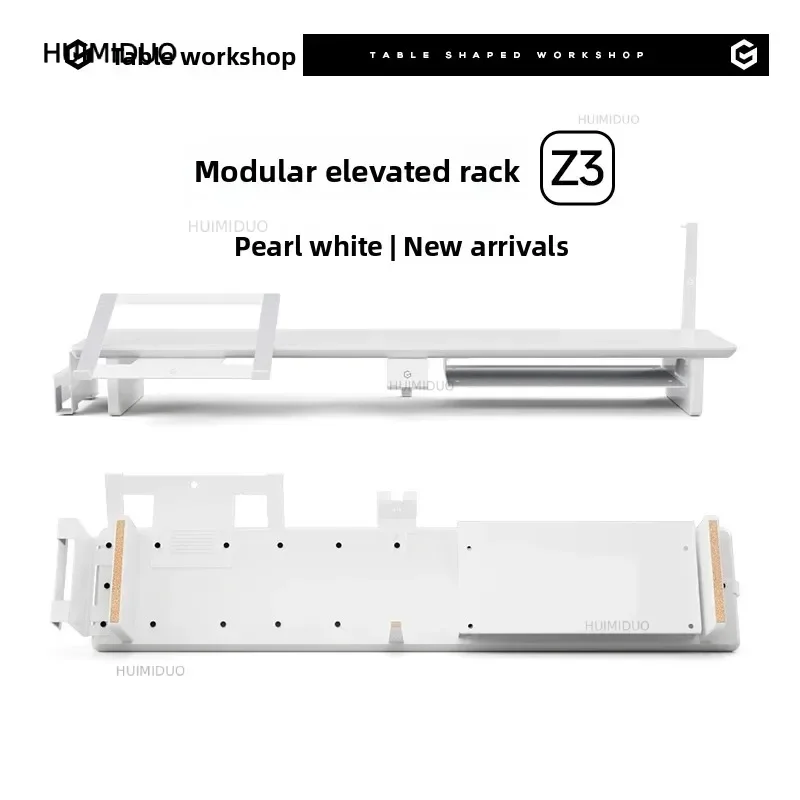 ‌Modular White Monitor Riser Stand with Storage Shelf, Ergonomic Computer Screen Desk Organizer for Home Office/Gaming Setup‌