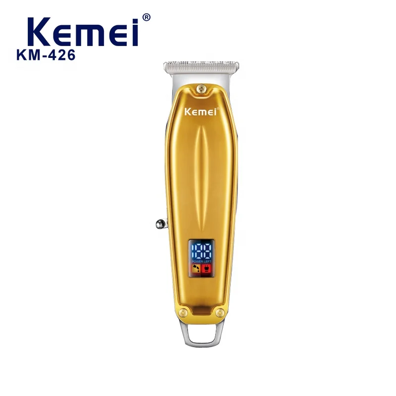 Usb شحن Led العرض الرقمي رجل ماكينة حلاقة Kemei Km-426 تصميم صغير النقش القص الحلاقة الشعر المقص المتقلب للرجال