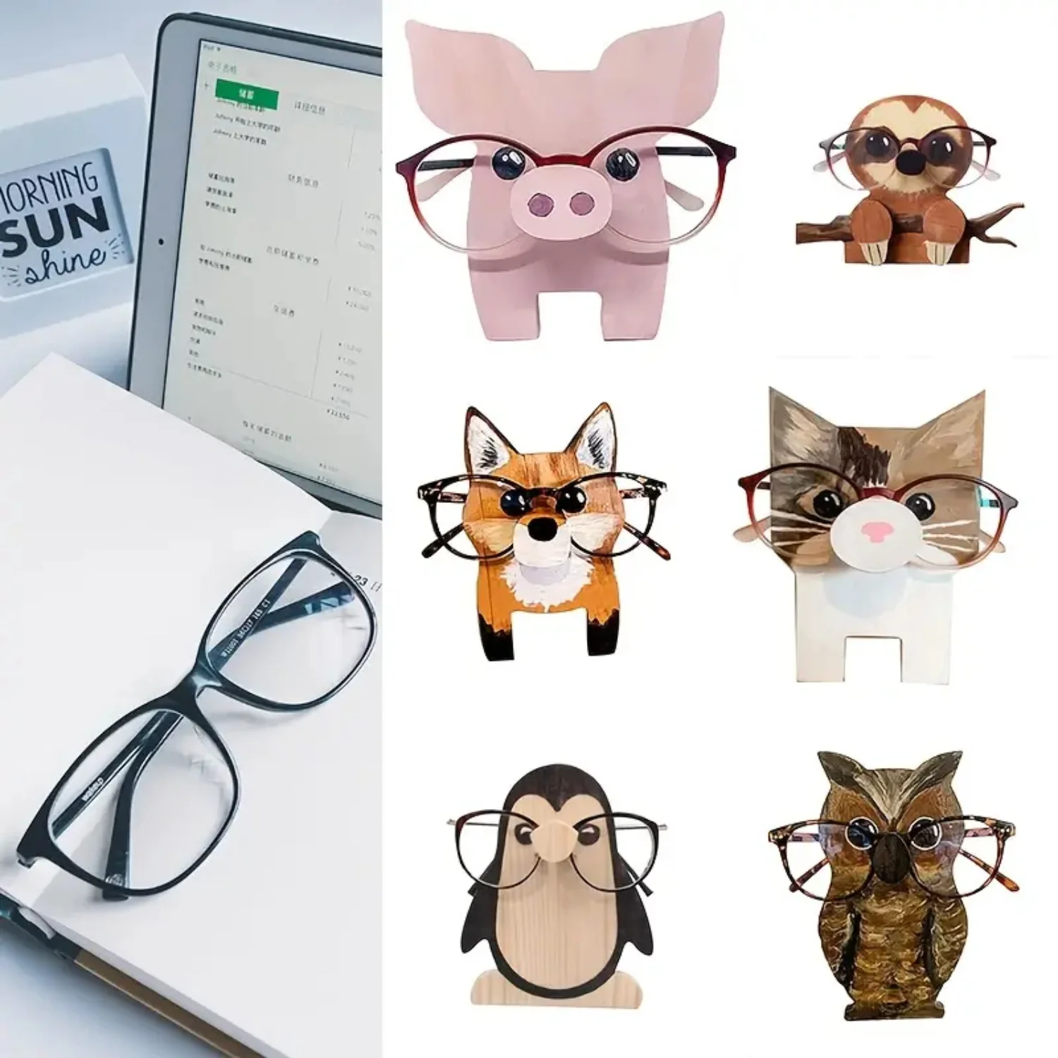 Pine Printed Glasses Storage Stand Display for Small Animals Collection - Stylish and Practical Stand for Organizing Eyewear Bbl