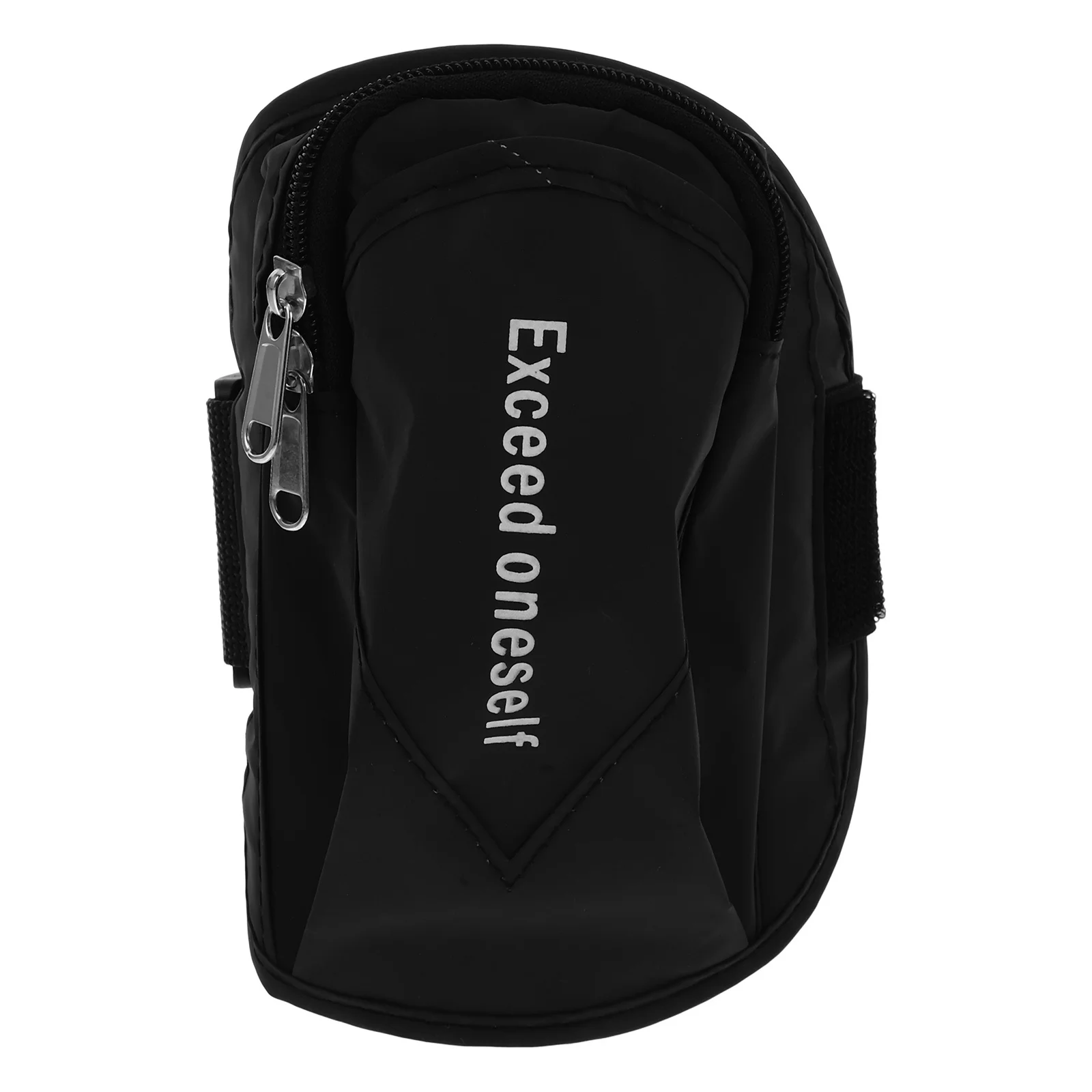 Unisex Black Nylon Sports Armband Adjustable Running Jogging Cycling Hiking Wrist Band Zipped Pocket Phone Keys Cards Holder