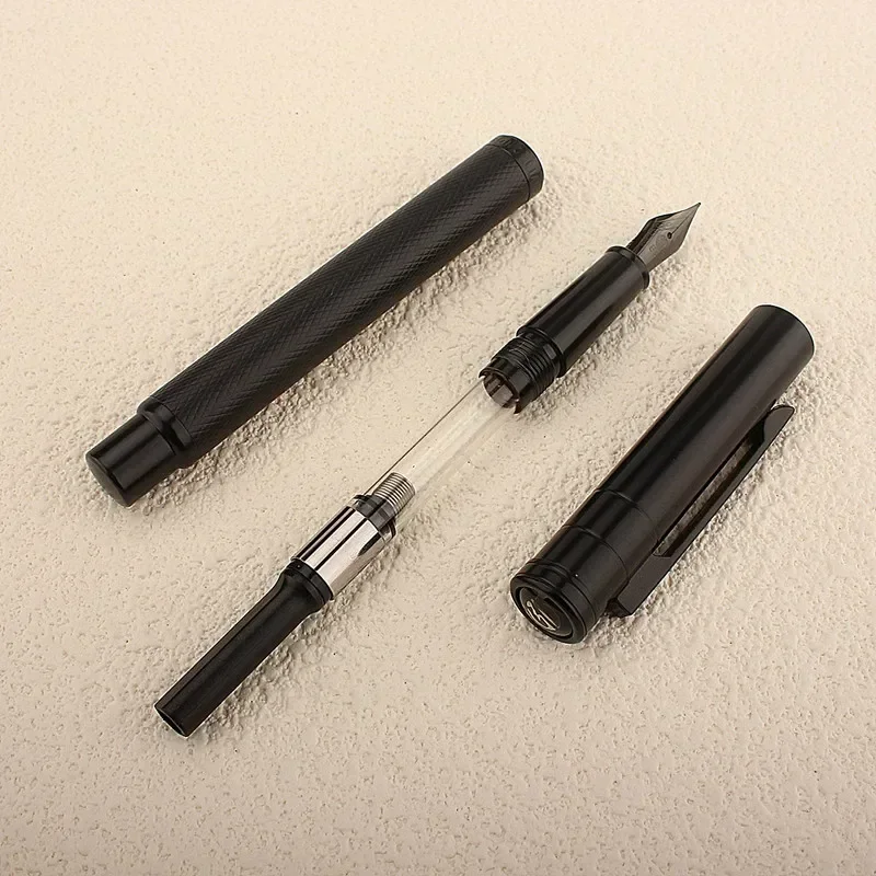 Hongdian 1850 schwarz Füll federhalter Metall Titan schwarz ef/f/gebogen Feder schöne Baum Textur Schreibstift für Büro geschäft – Detail 9