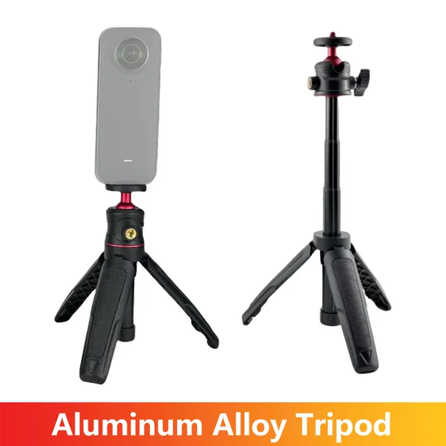 Wysuwany statyw biurkowy ze stopu aluminium z obrotową głowicą kulową, przenośny uchwyt do selfie i vlogowania, do GoPro, Insta360, DJI, lustrzanek cyfrowych.
