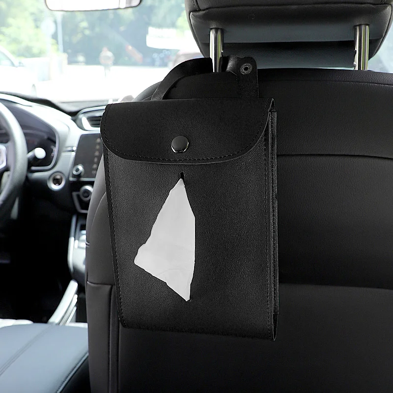 

Car Back Seat Storage Bag Organizer Hanging Bag Paper Towel Mobile Phone Storage Felt Bag Debris Organizer Accessories