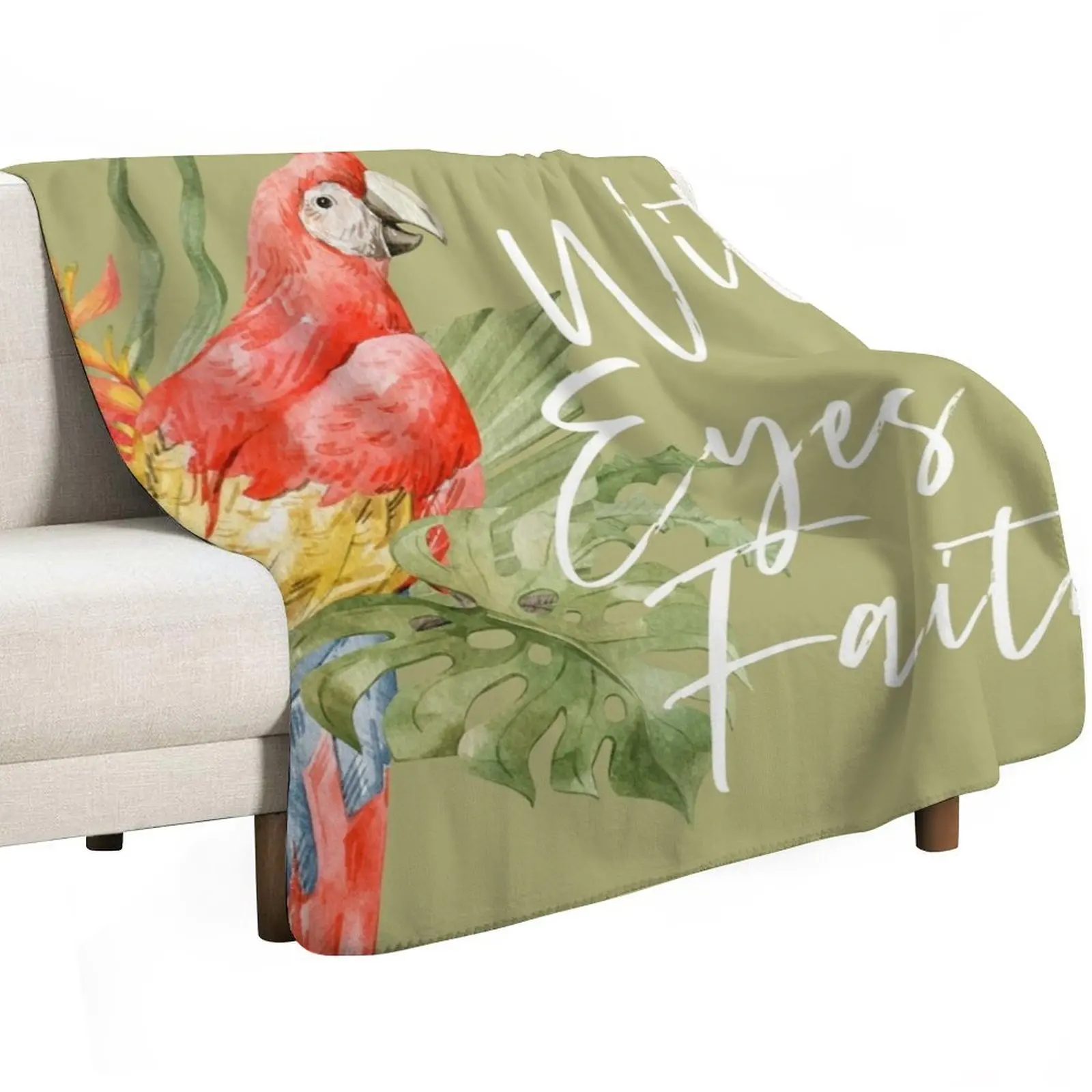 WITH EYES OF FAITH (PARROT) Throw Blanket Beach manga Sofa Throw heavy to sleep Picnic Soft Plaid Blankets