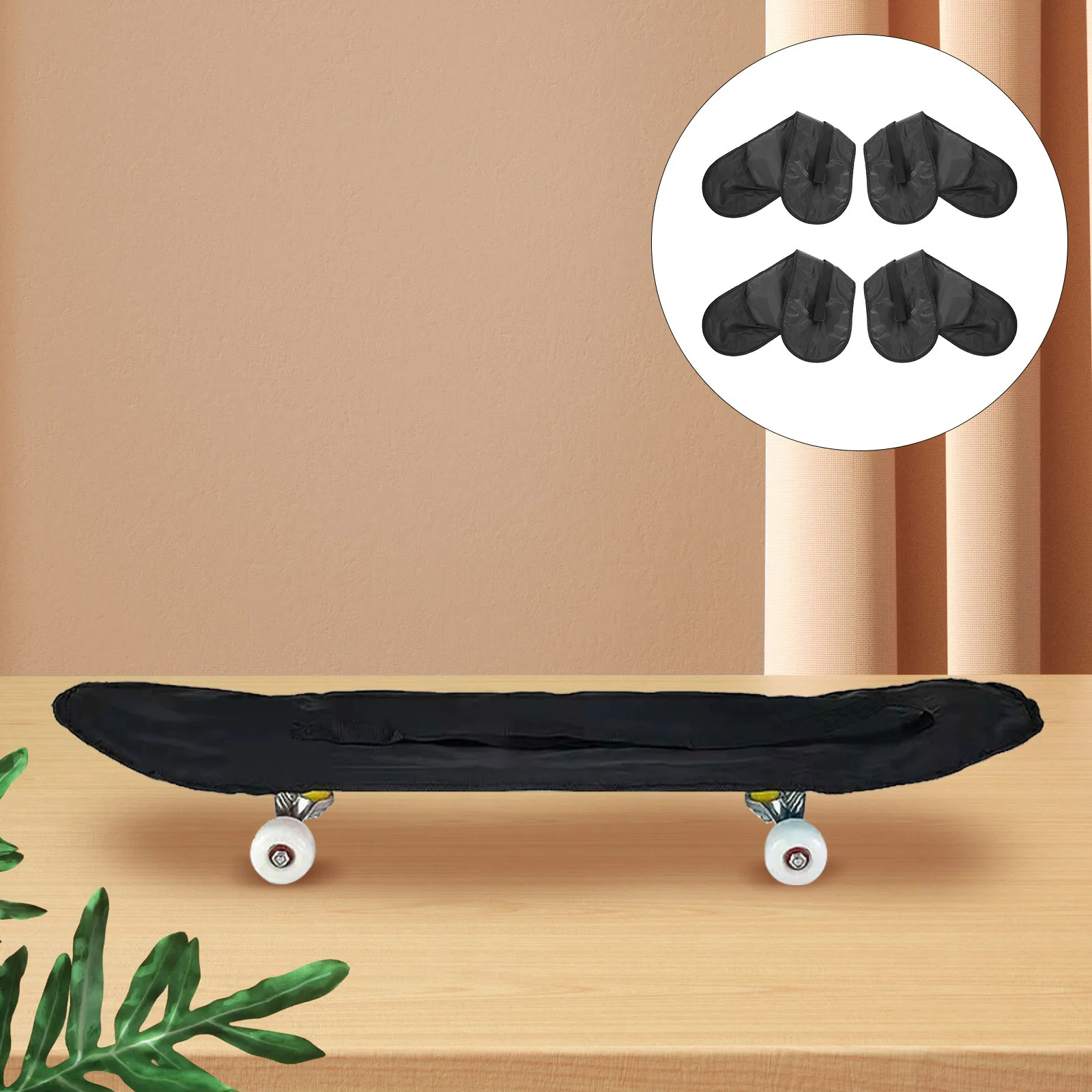 4Pcs Skateboard Bag 80cm High Density Fabric Ergonomic Dual Shoulder System Travel Accessories Storage for Skaters Black