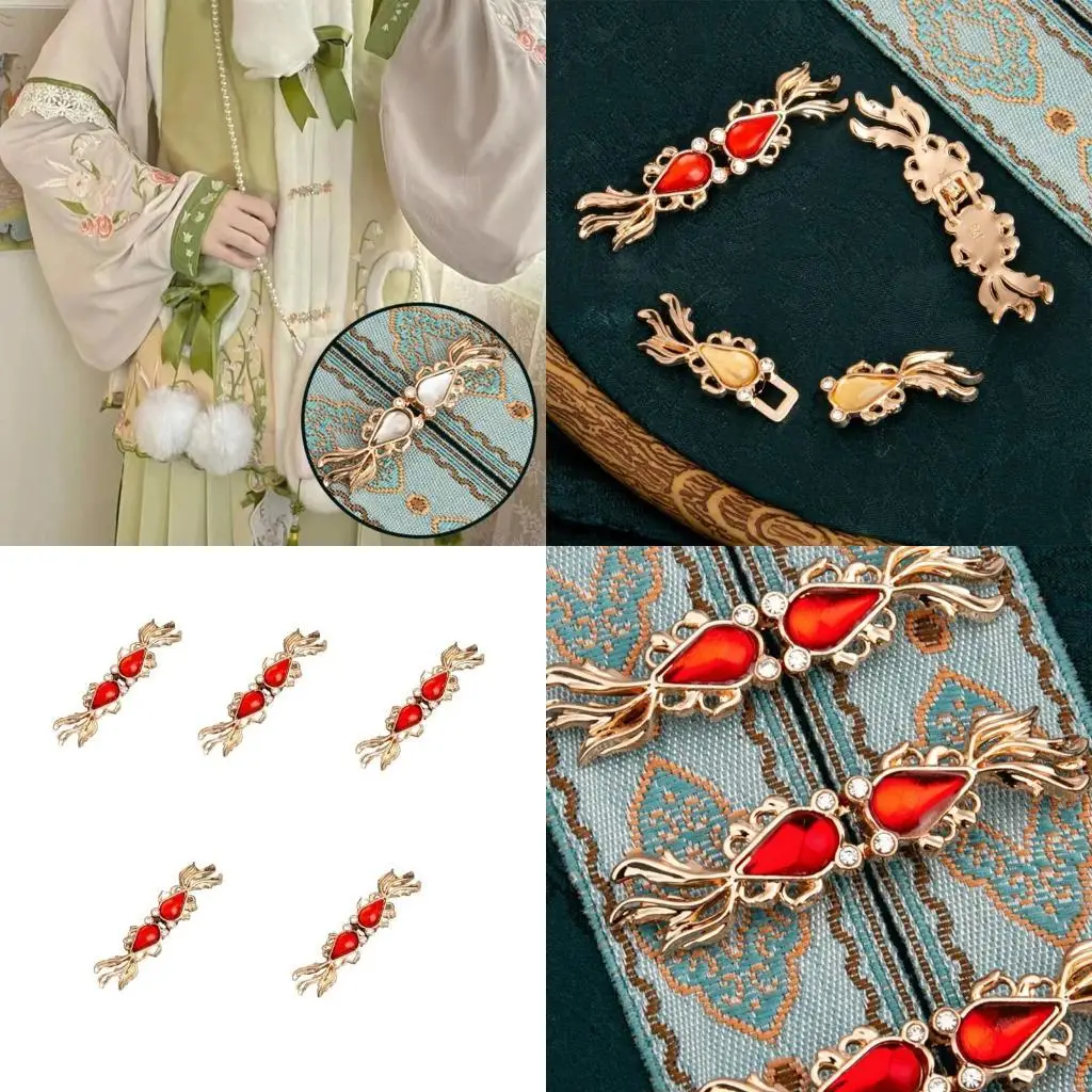 5Pcs Metal Chinese Knots Buttons Cheongsam Buttons Fish Chinese Closures Buttons X3UC