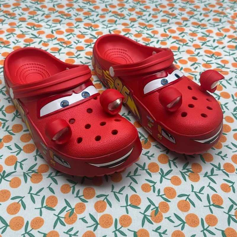 New Arrival Cartoon Numbered Car with Lights Flash Function Glow-in-the-Dark Decorative Casual Hole-Patterned Sandals view 4