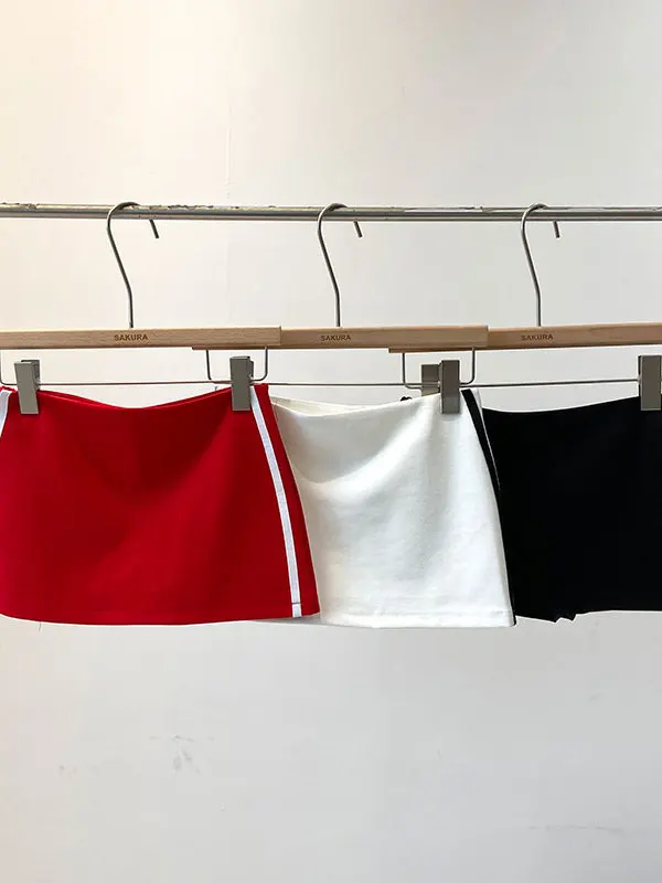 American Style Sweet And Spicy Color Block Double Bar Anti Exposure Short Skirt Women's Summer Korean Version Small Size High...