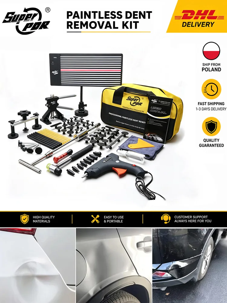 Werkzeugset zur Reparatur von Autobeulen, lackschonendes Ausbeulwerkzeug, Karosserie-Ausbeulzieher, Hammer & Stäbe, DIY-Werkzeug zur Entfernung von Hagelschäden an Fahrzeugen