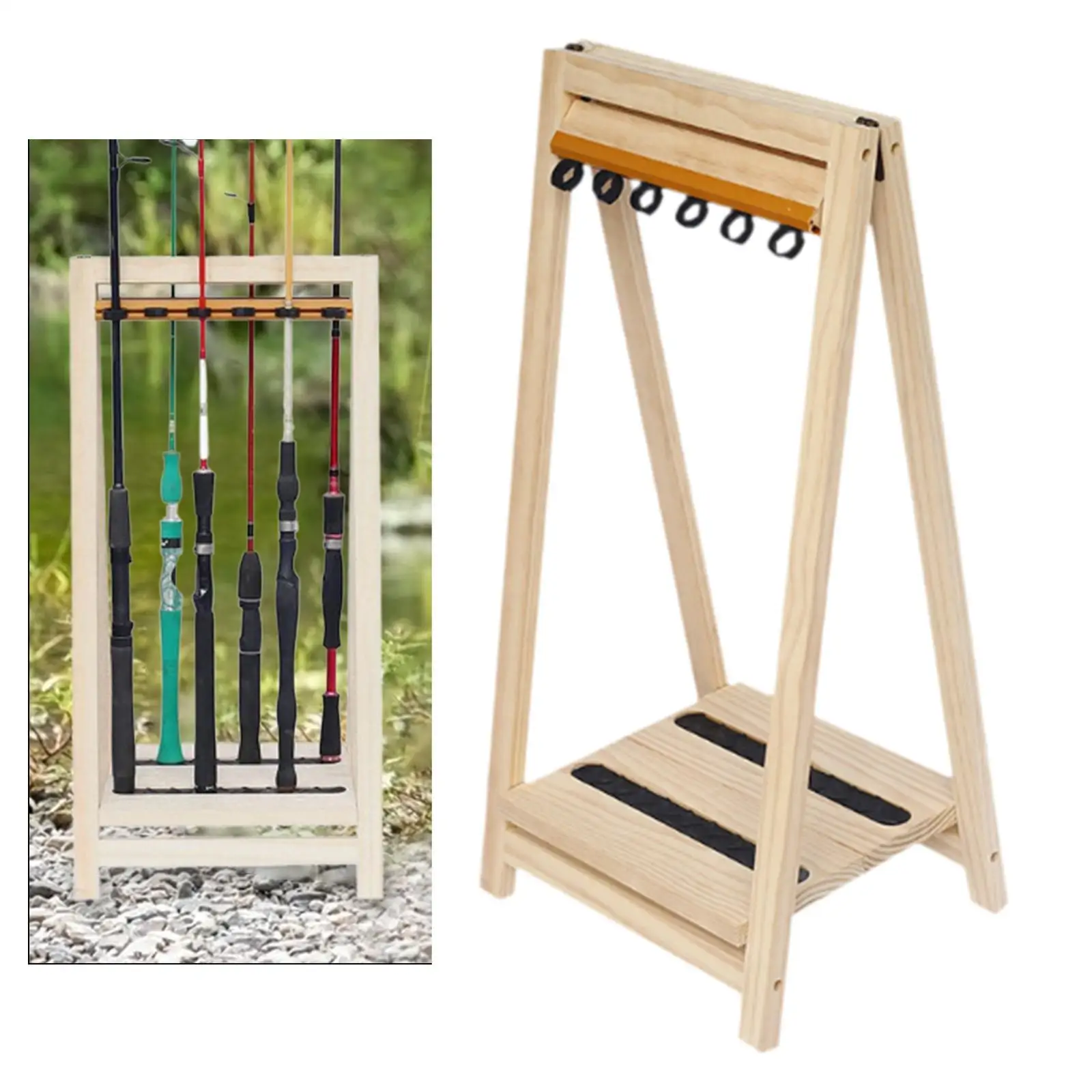 

Fishing Rod Holder Multipurpose Accessory Space Saving Wood Fishing Rod Rack
