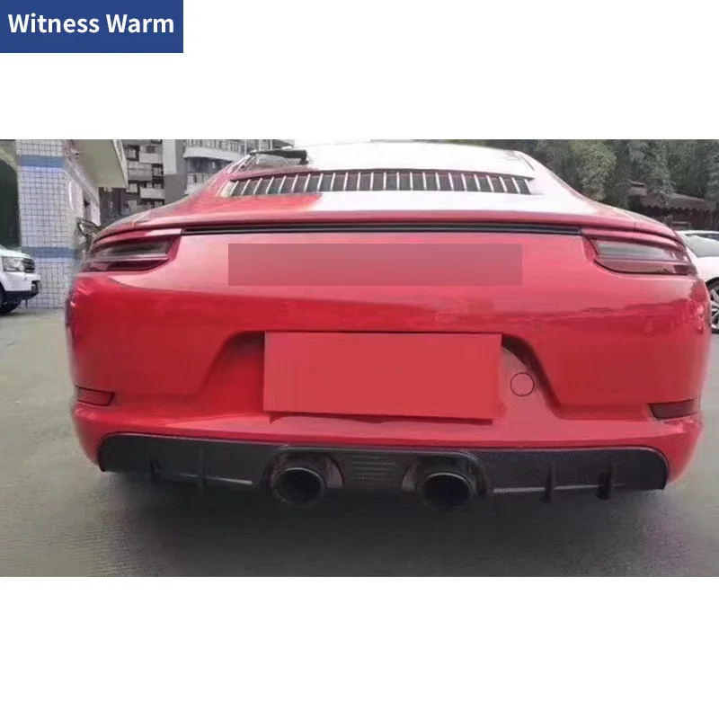 Carbon fiber rear Bumper Diffuser rear lip spoiler middle two out  for Porsche 911 991 991.2 2015 2016 2017 2018
