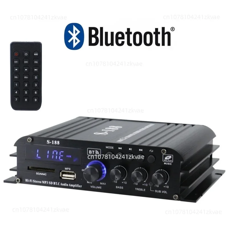 

S-188 Bluetooth USB Card 2.1 Channel Subwoofer Amplifier for Home Car Use