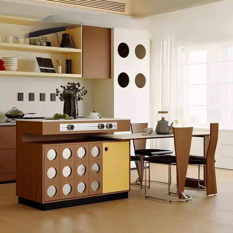 

Island table integrated household antique retractable simple rock slab bar table solid wood 2026 new