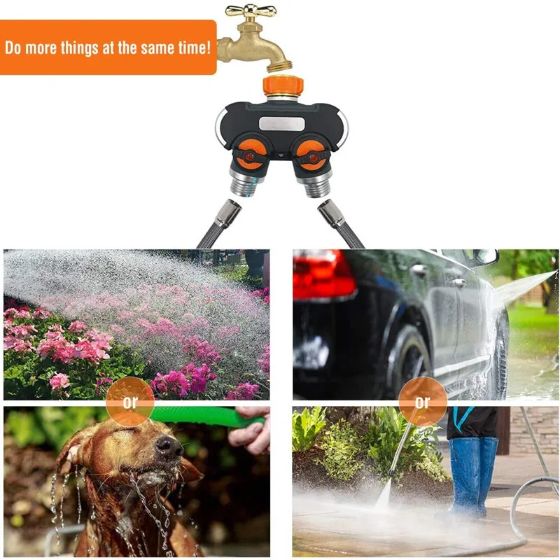 

Water Pipe Diverter Garden Tap Irrigation Three-way One In Two Out Valve Joint Quick Connector Adapter Metal Garden Sprinkler